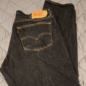Levi's 501 Button Fly Men's Size 40x32 Black Denim Loose Fit Jeans